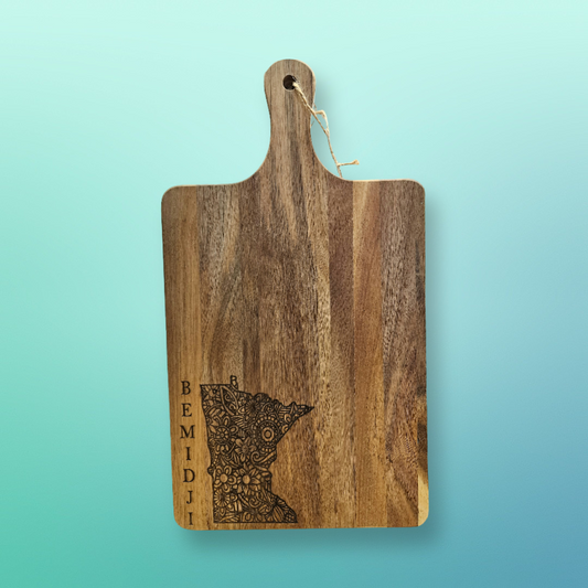 Acacia wood cutting board with handle